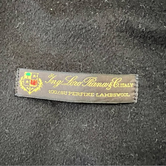 DIOR Vintage LORO PIANA Sz 6 Womens Lambswool Black Gold Pea Trench Coat - Picture 11 of 12